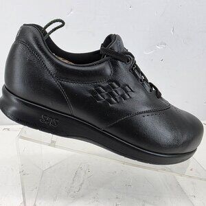 SAS 'Free Time' Womens  Black Leather Comfort Walking Shoe LACE UP  8 WWW